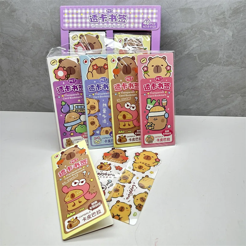 1Box Cute Capybara PVC Bookmark Cartoon Reading Book mark Stationery material School Office Supply children's day gift