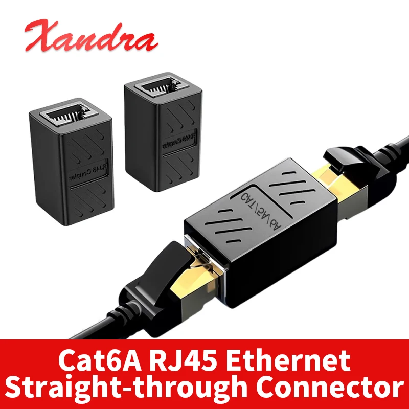 Cat6A Ethernet Cable Straight-through Connectors RJ45 Broadband Network Dual-channel Crystal Head Adapter Coupler Shield Adapter