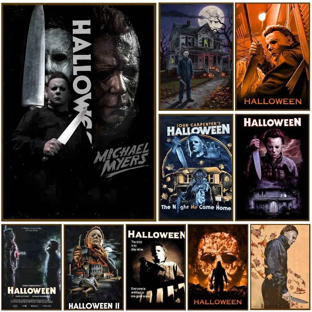 Movies Assassin M-Michael Myers Poster Self-adhesive Living Room Bedroom Party Bar Decor Moisture-proof Fade-resistant HD