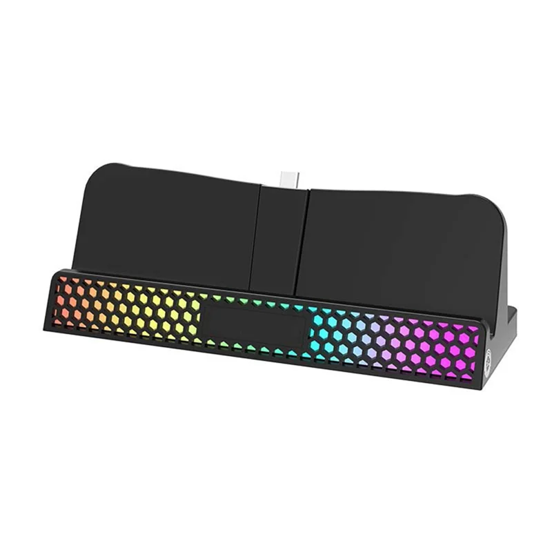 PS5 휴대용 충전용 PS5 포털 콘솔용 RGB 조명이 있는 단일 베이스 충전 휴대용 스탠드 Black-TCES