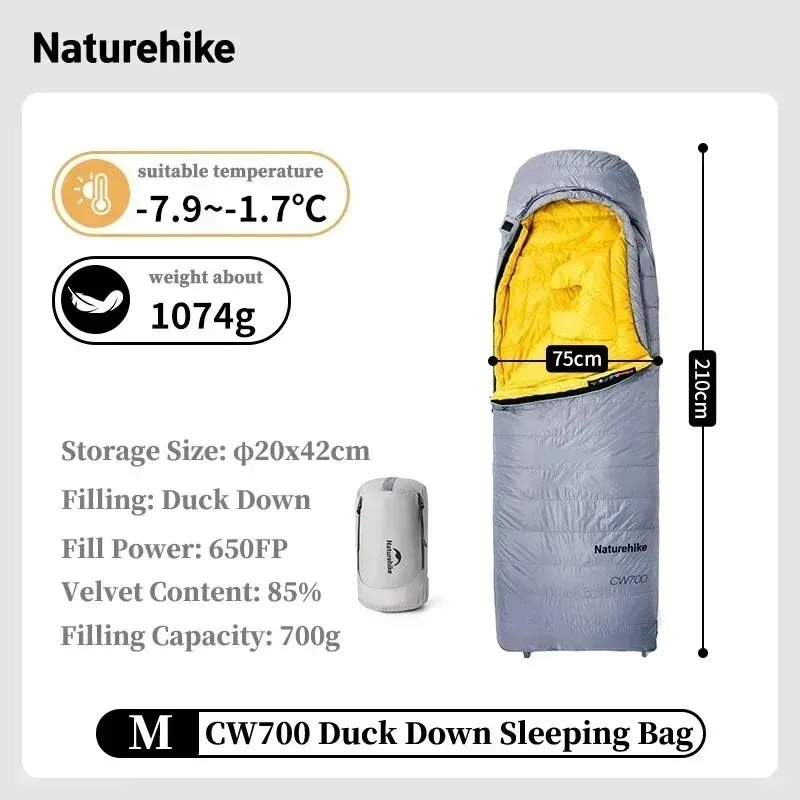 Naturehike CW700 Sleeping Bag Ultralight Winter Duck Down Sleeping