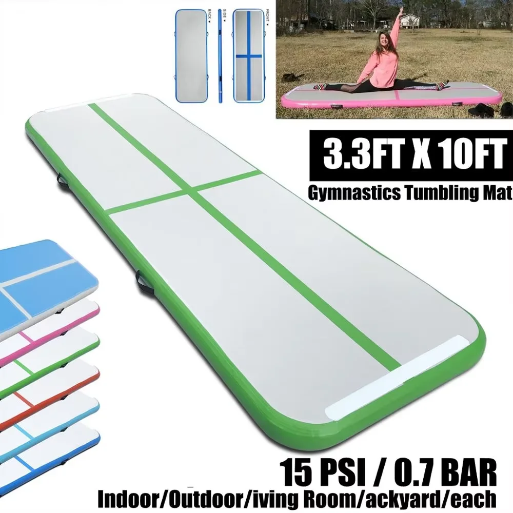 Pista de aire inflable de 3/4/5M, gimnasia artística, columpios, pista de aire para principiantes, estera de suelo de entrenamiento para gimnasio escolar y patio de casa