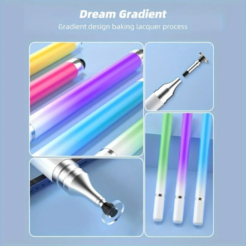 قطعة واحدة من قلم ألوان معكرون متدرج - قلم شاشة لمس على شكل قرص مزدوج للرسم والتحرير على الهاتف/الكمبيوتر اللوحي