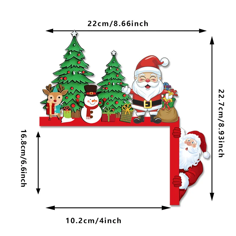 لافتة زاوية للباب المزخرف لعيد الميلاد - ديكور زخرفة خشبية للعطلات الداخلية، ديكور إطار باب الزاوية #4