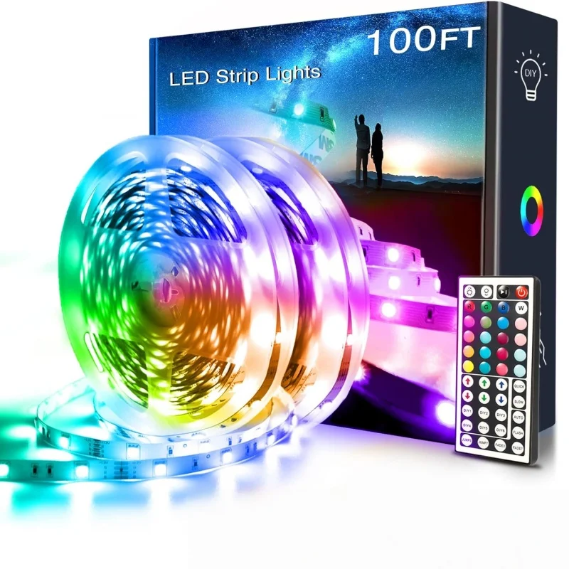 USB LED Strip Lights 2-20M 5050 RGB Neon Flexible Ribbon with App Remote Control for Room Gaming Christmas Party Decoration