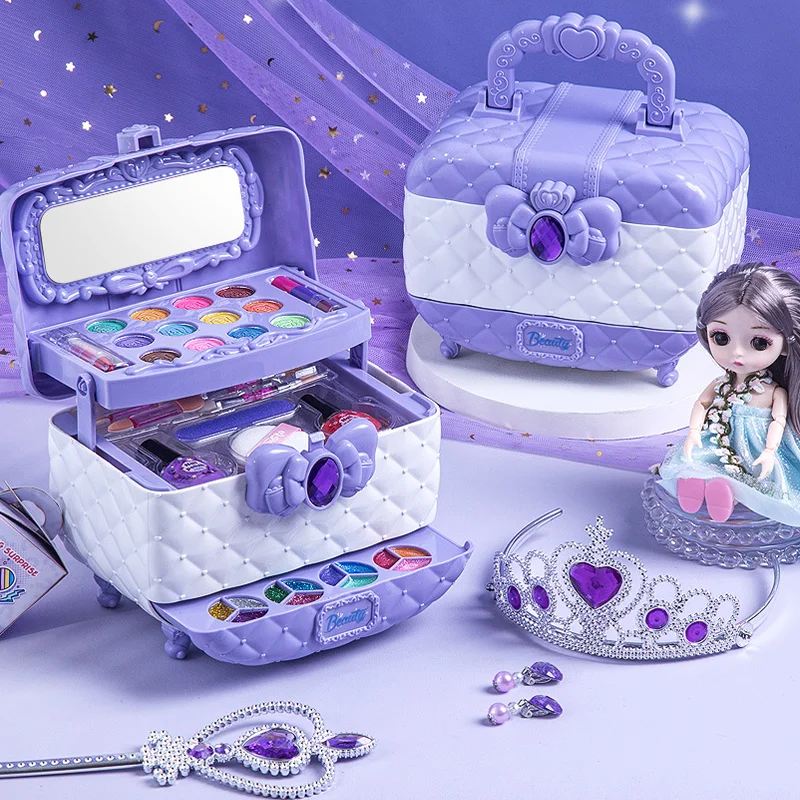 Children Girl Princess Makeup Cosmetics Game Box Makeup Toys Set Lipstick Eyeshadow Safe Children Non Toxic Toy Birthday Present