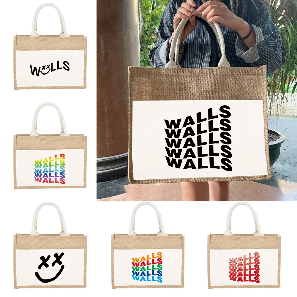 

Jute Bag Handbag Linen Shoulder Bag Words Wall2023 Sacks Jute Imitation Sacks Linen Bags Women Shopping Bags Tote Laminated Bags