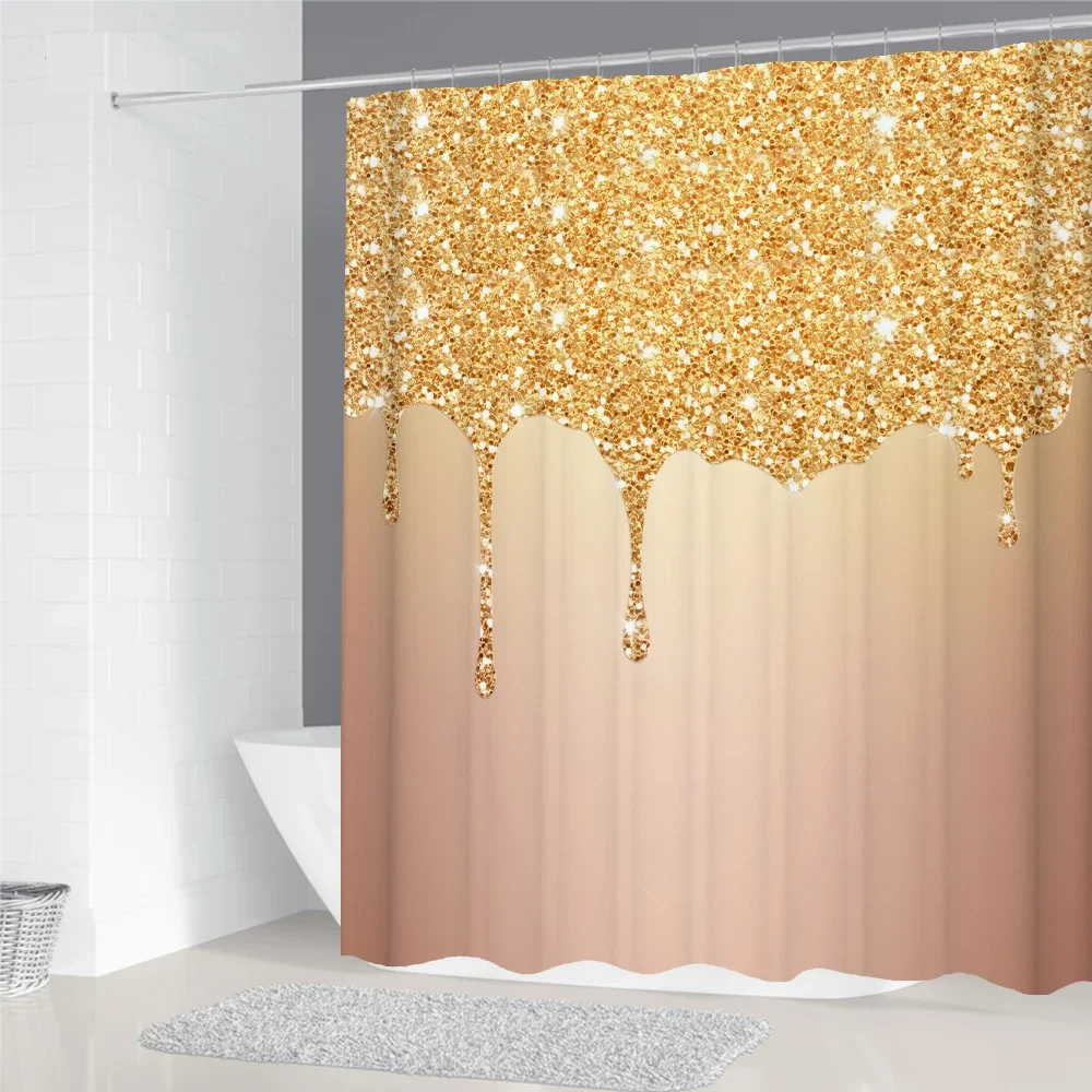 Golden Dream Glisten Printed Shower Curtain With Hook waterproof Bathroom Curtain Polyester Curtain 3D Shower curtains 240*180cm