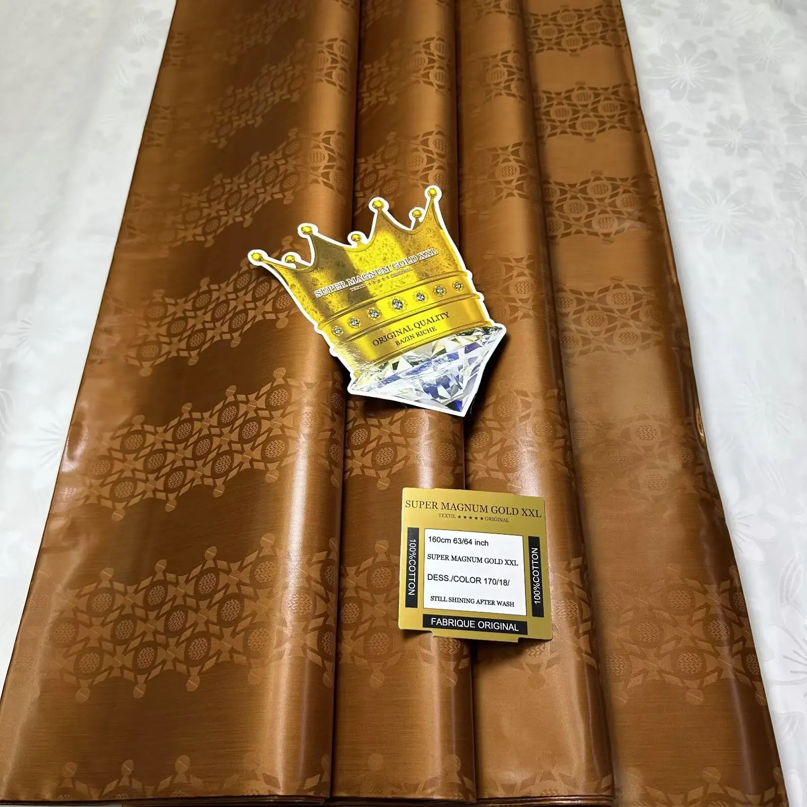 Good Quality 5 Yards 100% Cotton African Jacquard Bazin Fabric Basin Riche Brode For Men /Women Clothes Party Material D5-610-2