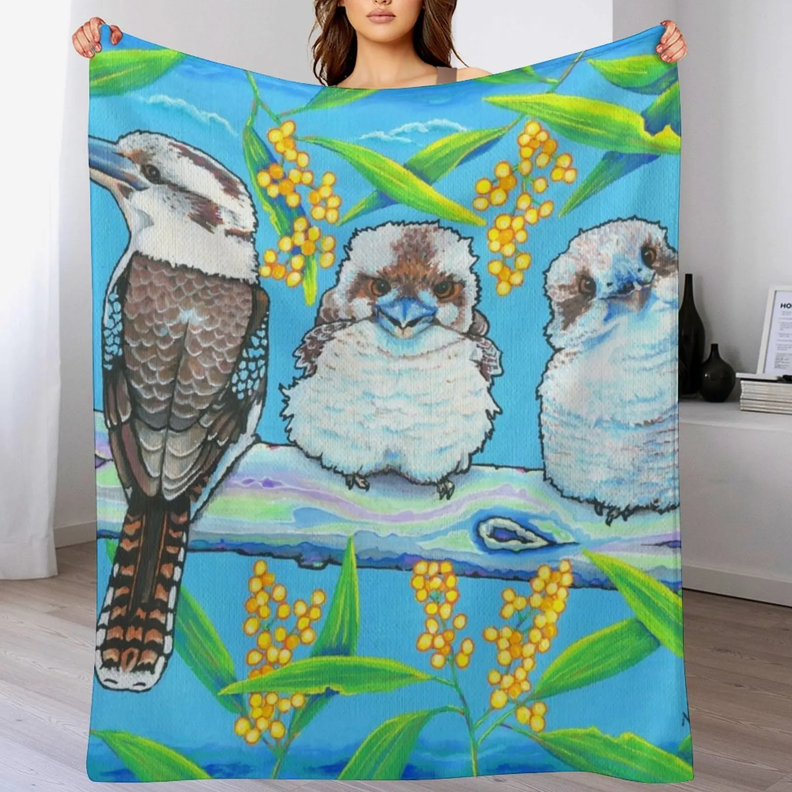 Kindred Kookaburras Throw Blanket Soft Plaid Weighted Soft Big Summer Blankets