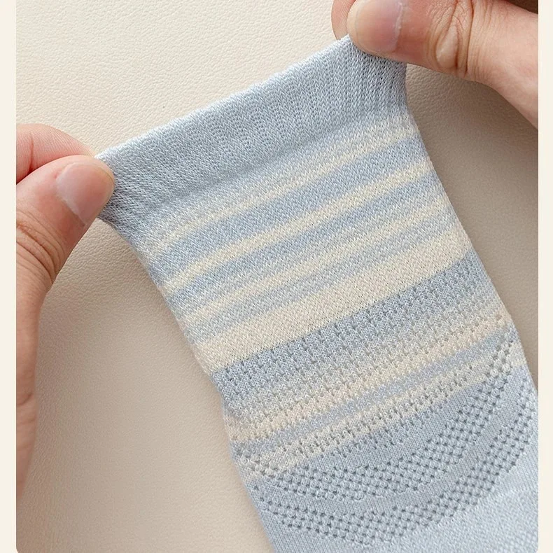 Women Cotton Five Finger Toe Socks Crew Sport Colors Summer Mesh Casual Calf Striped Socks 5-9 5-toes Thin Soft Cotton Sock image 4
