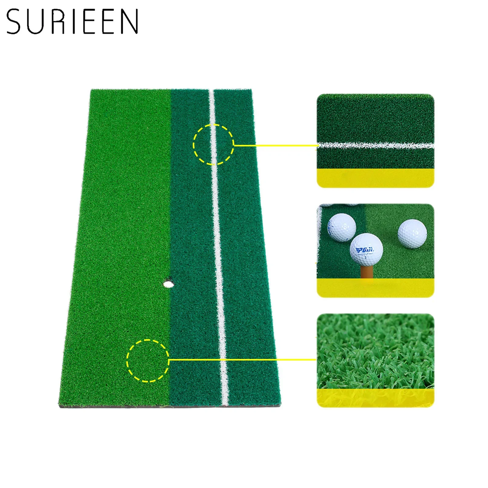 SURIEEN Golf Mat 60x30cm 12x24" Nylon Grass Oxford Tee Holder Easy To Carry Residential Golf Training Hitting Pad Golf Accessory