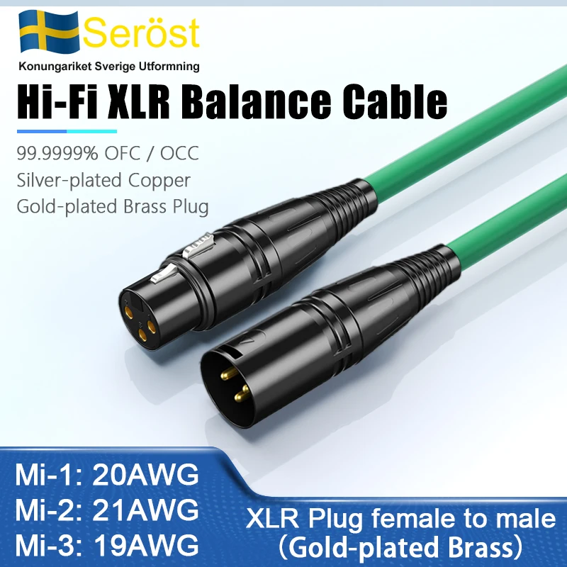 Serost HIFI 99.9999% OFC/OCC Silver-plated Cable hifi XLR Balance Audio Cable for CD DAC Audio decoder amplifier home theater