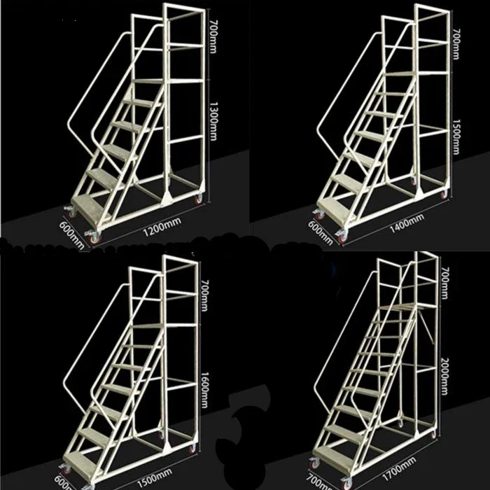 Warehouse heavy duty light steel ladder with handle wheel