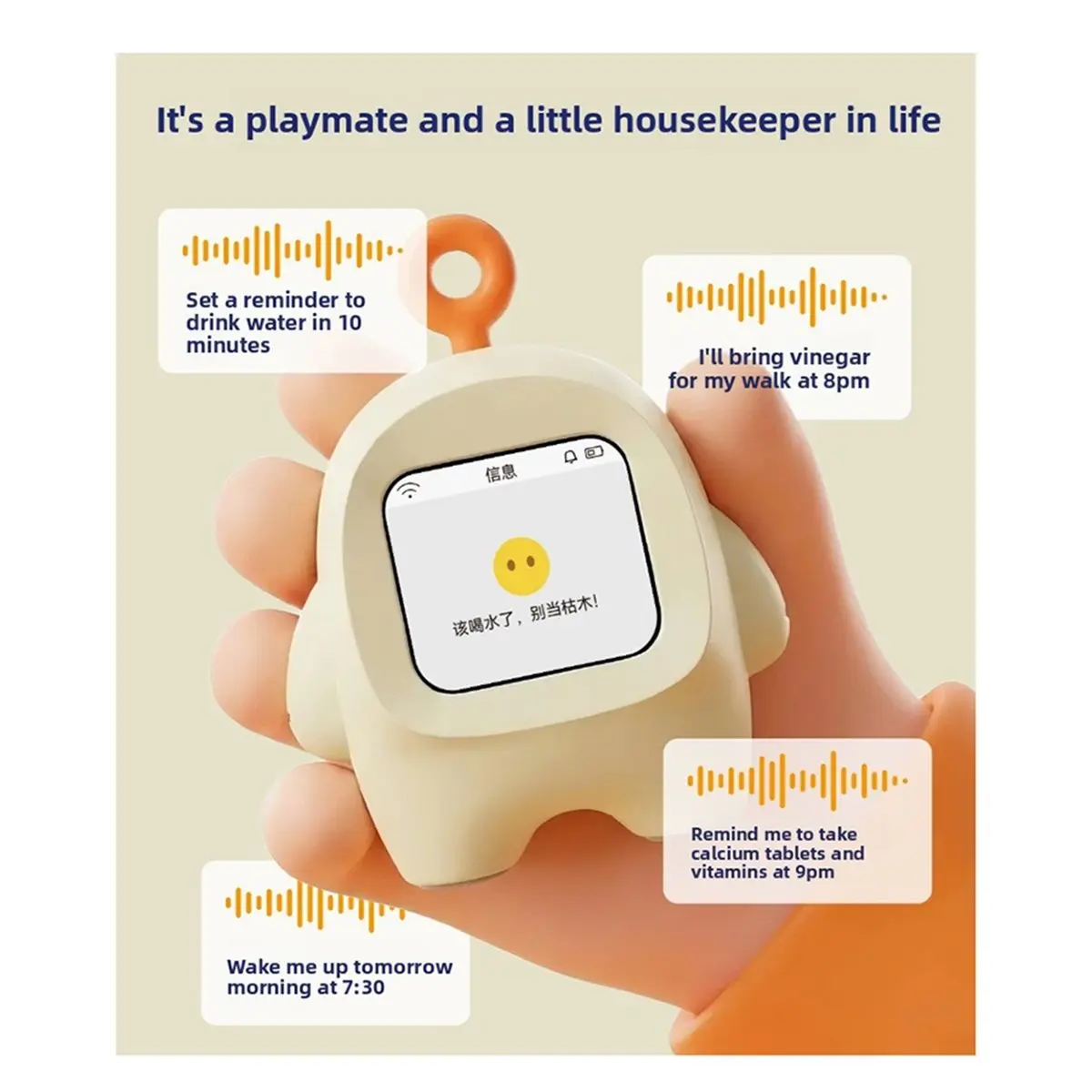 A32I AI Intelligent Small Robot Multiple Expressions Languages Intelligent Dialogue Emotional Companion Smart Clock White