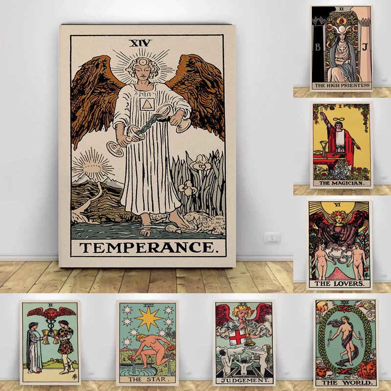 Göttin Tarotkarten-Poster Mythologie Dekoration Wandkunst Bilder Leinwandgemälde Magier Priesterin Wohnzimmer Heim-Dekor