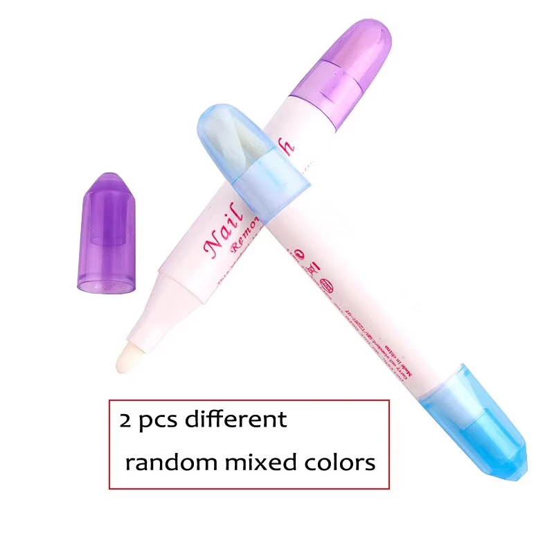 2pcs Nail Polish Remover Pens UV Gel Nail Polish Remover Cleaner Pen Manicure Tool With 3 Pen Heads By Random Corrector Pencil