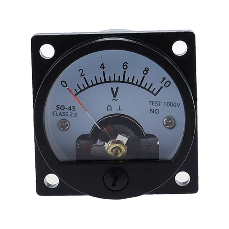 nieuwe Voltmeter SO-45 AC 1V 2V 5V 10V 15V 20V 50V 100V 150V 200V 300V 500V Ronde Analoge Wijzerplaat Paneelmeter Voltmeter Gauge Zwart