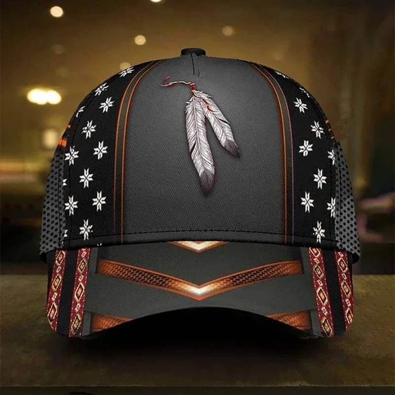 

Native Pride Baseball Cap Printed Adult Sport Snapback Tribal Feather Headwear Outdoor Men Women Streetwear Casual Sun Visor Hat