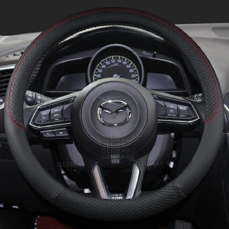 DERMAY PU Leather Car Steering Wheel Cover for CX-3 CX-4 CX-5 CX-7 CX-9 Mazda 3 Axela 6 Gh Gj Demio Anti-Slip Funda Volante