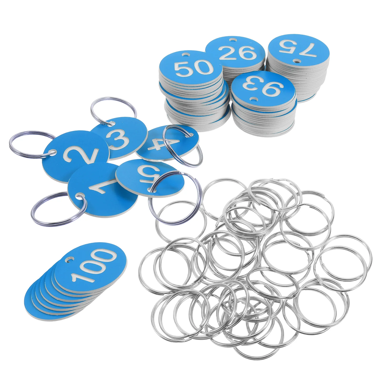 30 Pcs Digital Label Round Numbered Labels Metal Id Tags Key Locker Plate Circle Sky-blue for Hangers