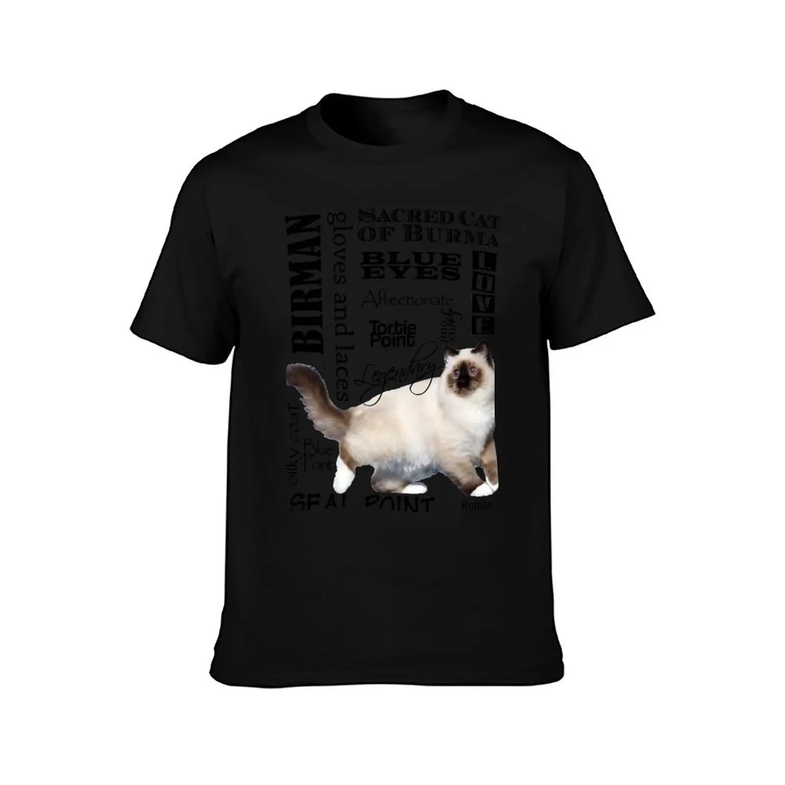Birman - Sacred Cat of Burma - Descriptive Words T-Shirt, Summer Casual Cotton Tee, Oversized Streetwear Tops, Unisex Men Women