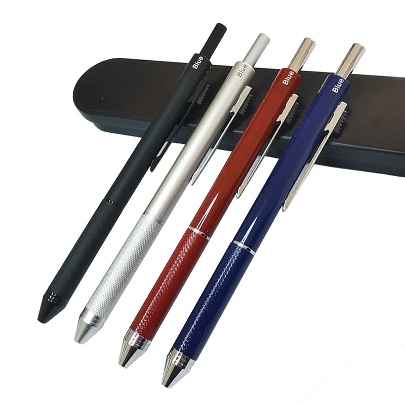 4 In1 Multicolor Ballpoint Pen Gravity Sensing 3 Color Pen and Mechanical Pencil Lead Black Silver Red Blue Metal Pen Stationery