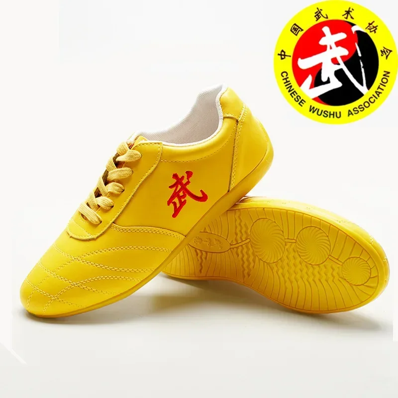 Men Woman Genuine Leather Wushu Tai Chi Kungfu Glamorous Shoe Routine Martial Arts Shoes Professional Competition Shoes big 46
