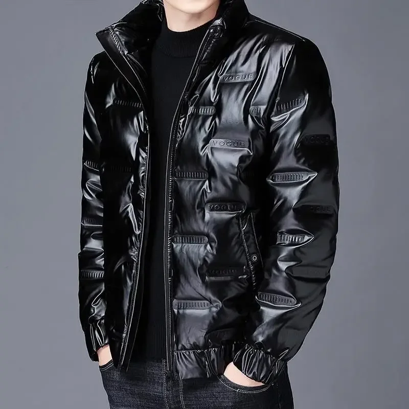 Man Padded Coat Collared Padding Short Parkas Glossy Korean Reviews Many Clothes Down Jackets for Men Luxury Clothing Popular