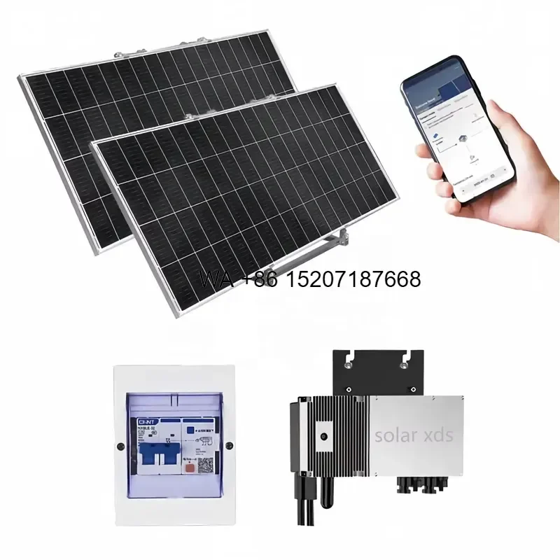 Wmwmnu for UK Plug-in Monocrystalline Silicon Solar Kit 800W 2x460W Panels Balcony Garden DIY Self Install with Micro