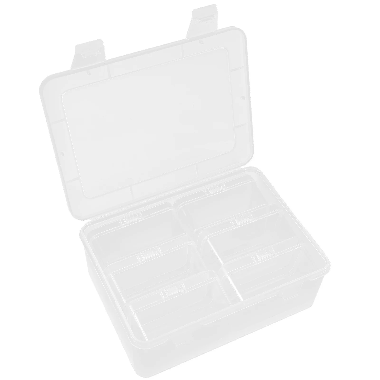 

1Set Mini Jewelry Storage Box Clear Small Organizer Bin Portable Pills Organizer Ear Backs Rings Beads Rhinestone Storage Case