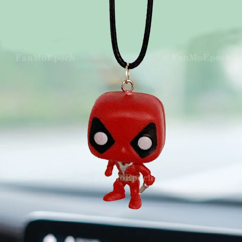 Disney film figurki Anime Iron Man Thanos Deadpool Cartoon uroczy bohaterowie ozdoby Thor Hulk samochodowe lusterko wsteczne do zawieszenia