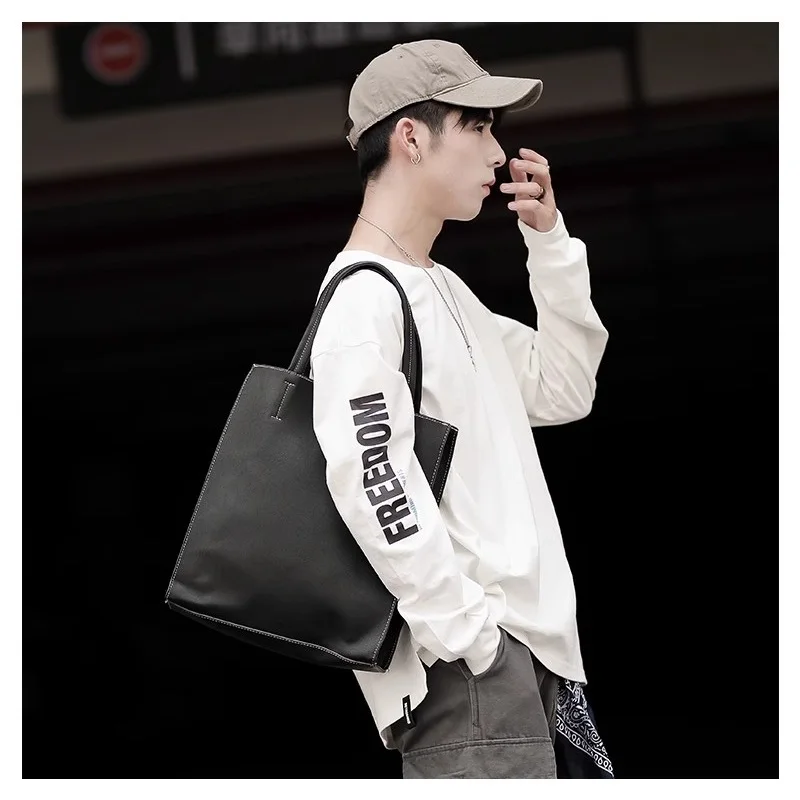 PU Leather Men Tote Bags Fashion Handbags Men Retro Briefcase Bag Korean Style Male Shoulder Bags