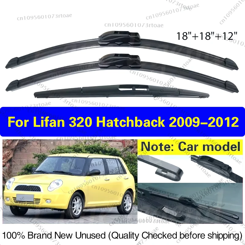 

For Lifan 320 Hatchback 2009 2010 2011 2012 Front Rear Wiper Blades Window Windscreen Windshield Wipers Accessories 18"+18"+12"