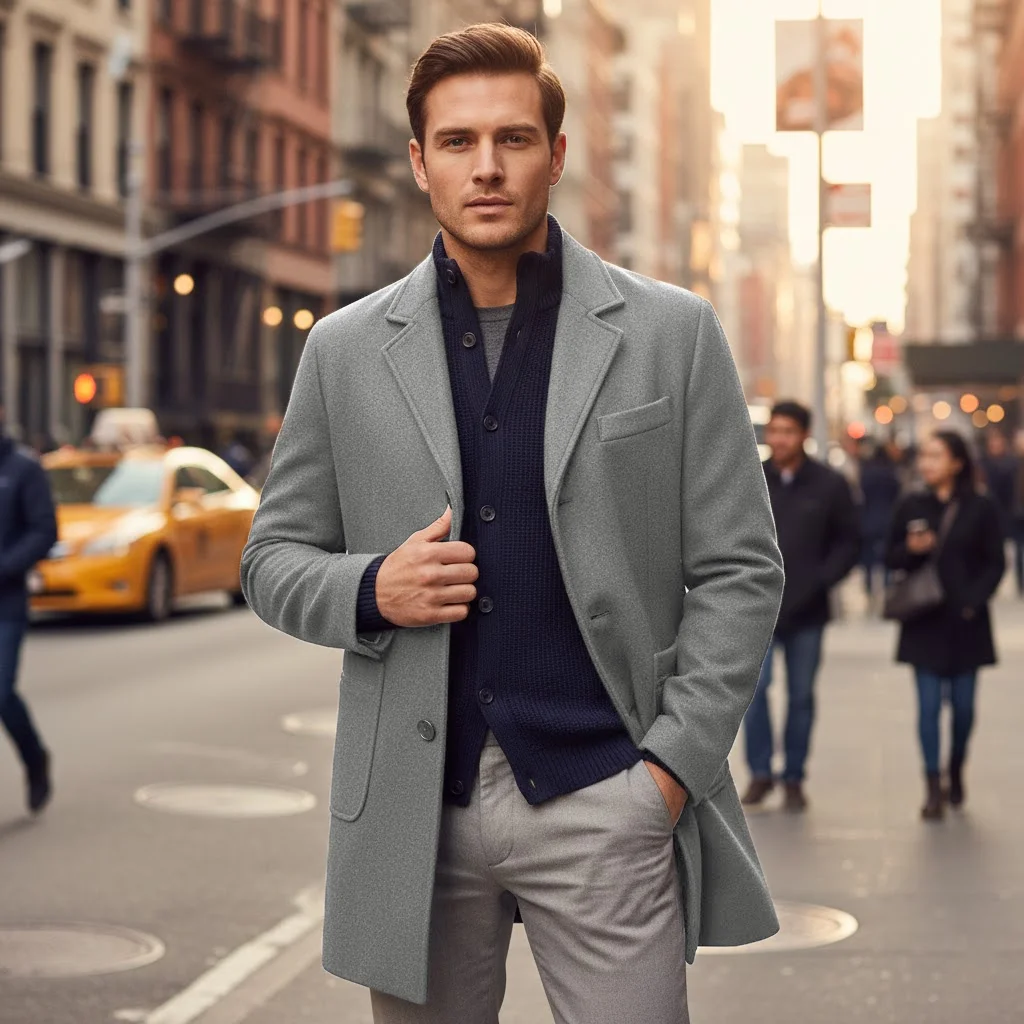 Street Fashion Men's Trench Single-Breasted Popular with Lining Warm Thickened Autumn Winter Overcoat Jacket Commute Men's Item