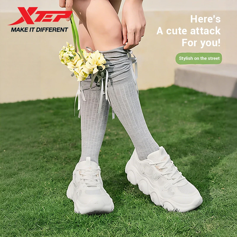 Xtep Claw Shoes Women's Winter Lightweight Trendy Thick Sole Platform Casual All-Match Lightweight Sneakers 874218320008