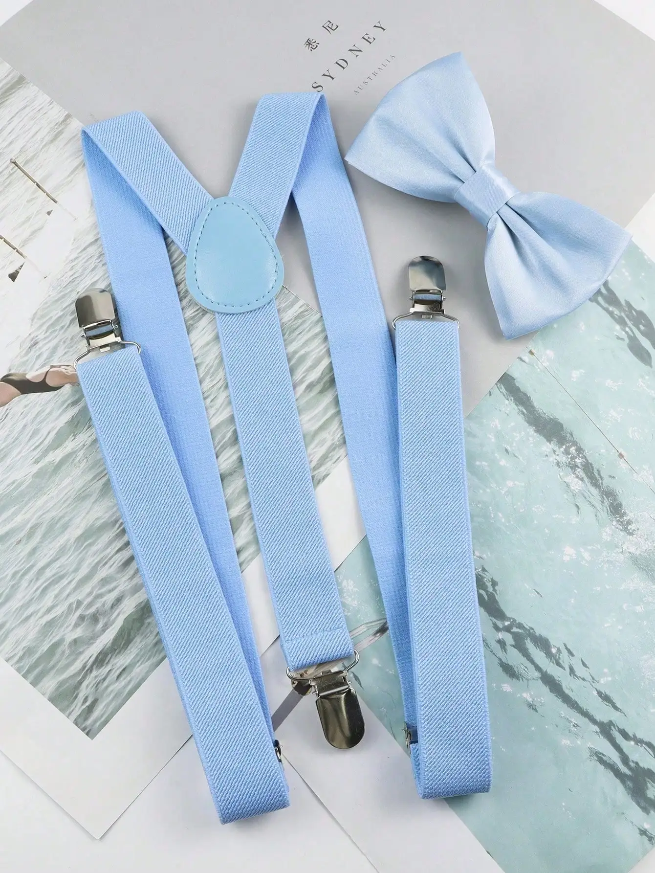 단색 탄성 가죽 서스펜더 남녀 공용 블랙 블루 레드 조절 가능한 스트랩 웨딩 슈트 스커트 액세서리