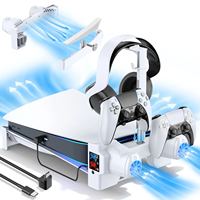 For PS5 Horizontal Stand with 3-Level Cooling Fans for PlayStation 5 Console PS5 Accessories Controller Charging Station for PS5