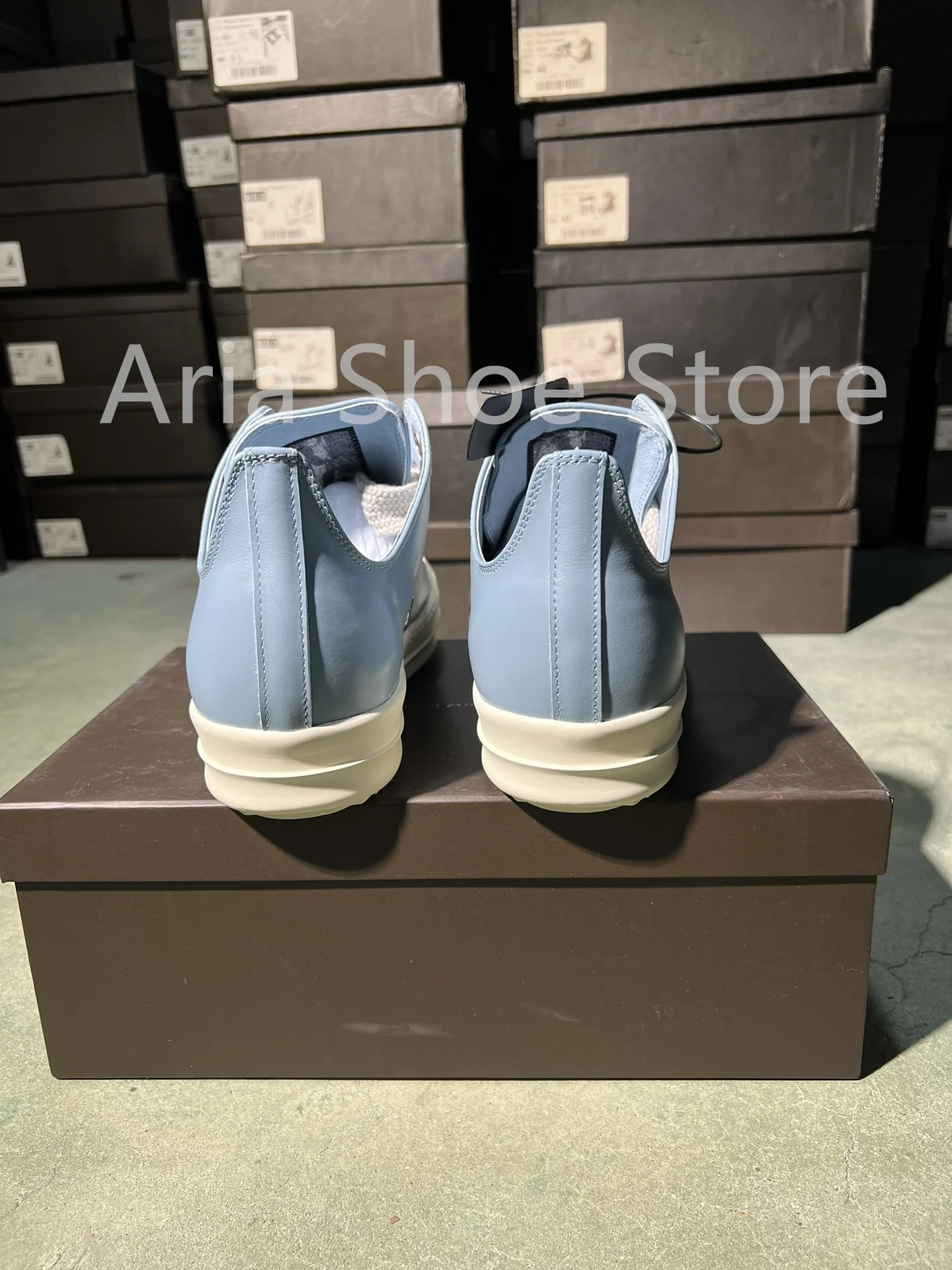 Brand Luxury Designer Casual Men Shoes Women Low Top Sneakers Retro Light Blue Leather Fashion Thick Shoelaces Platform Shoes
