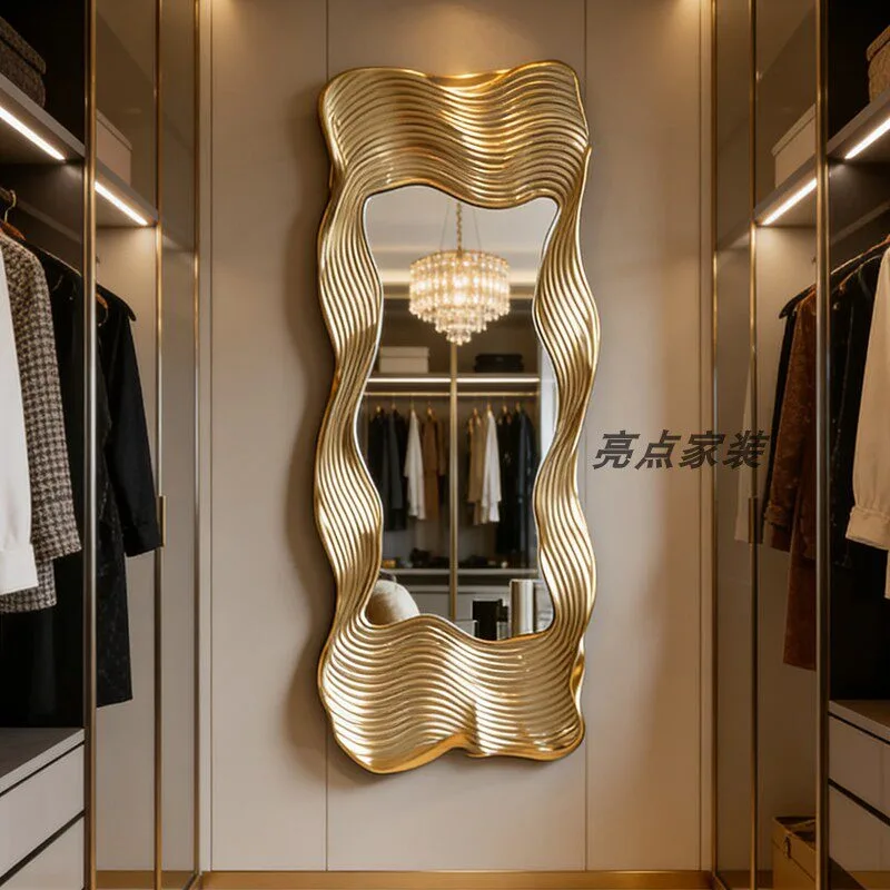 American full-length mirror wall-mounted French classical special-shaped mirror creative home landing fitting mirror