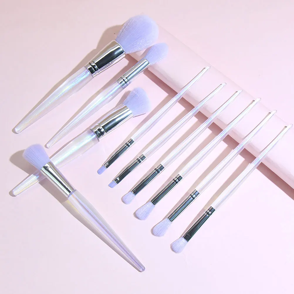 10 pièces de pinceaux de maquillage en cristal violet, professionnels, pour femmes, applicateur de poudre de fard à joues pour le visage, manche long, ensemble d'outils cosmétiques, beauté