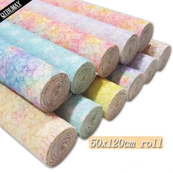 QIBU 50x120cm Flower Chunky Glitter Fabric Roll Colorful Faux Leather By Yard For Bags Crafts Decoration DIY Hairbow Accessories