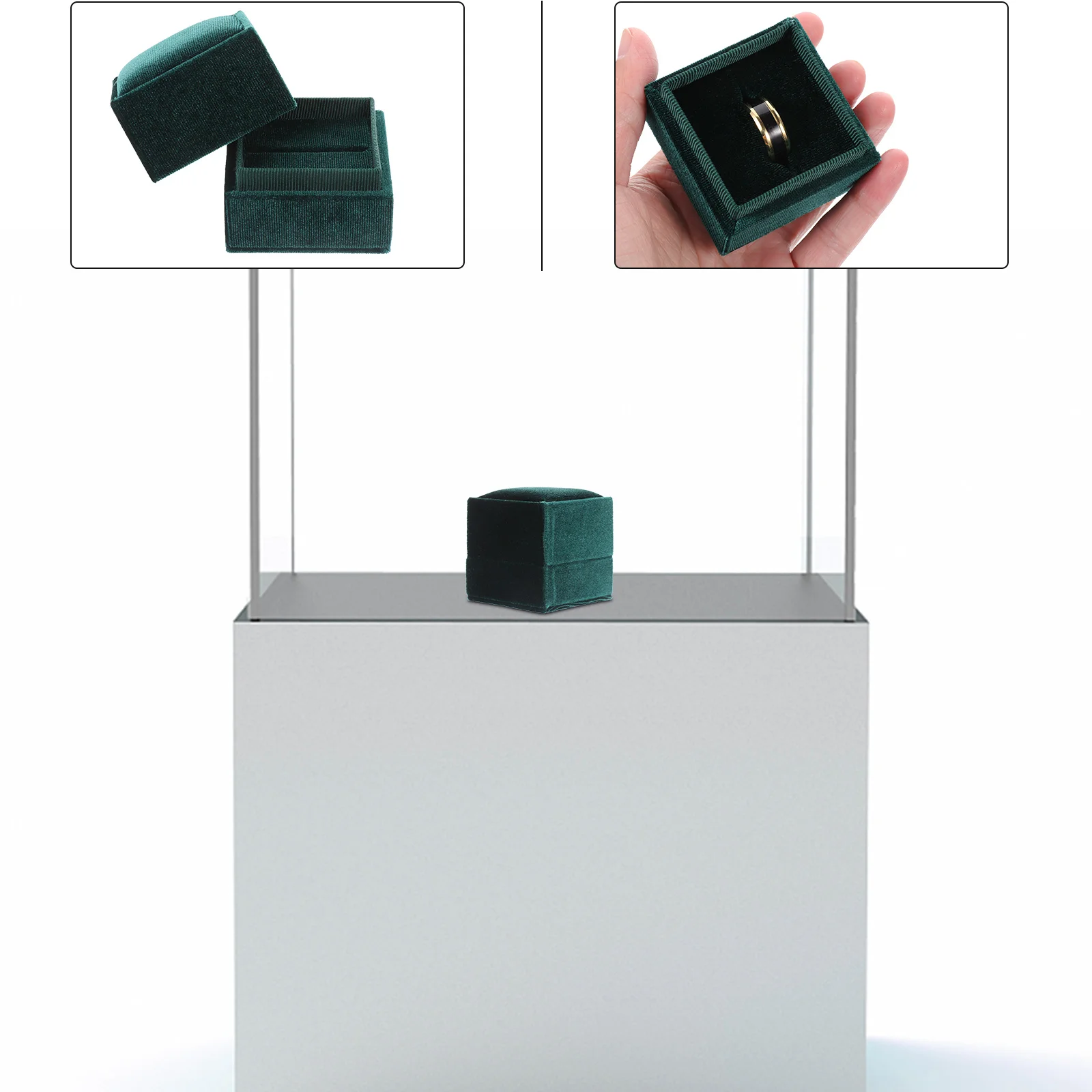 

1 шт., коробка для колец квадратной формы, байковая подкладка, футляр для хранения ювелирных изделий для свадьбы, помолвки, дисплей, коробка для колец