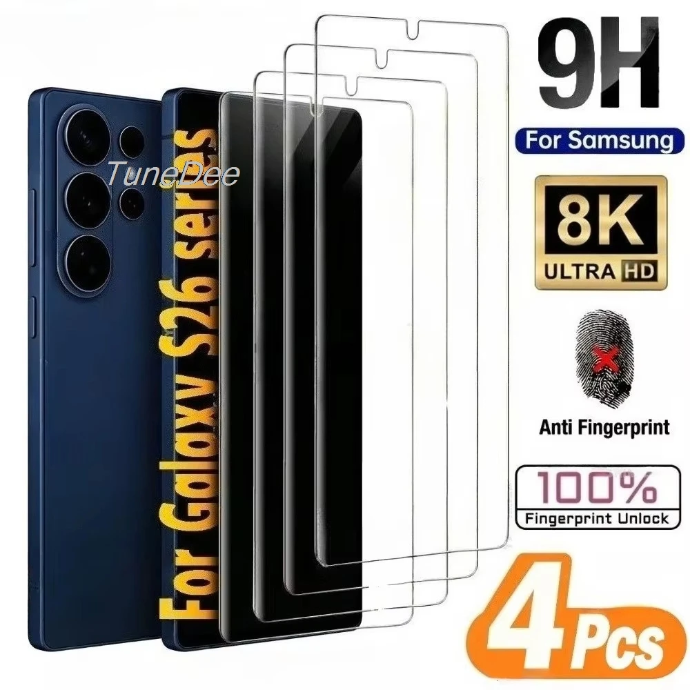 1-4Pcs Tempered Glass For Samsung Galaxy S26 Ultra S26 Plus S26Ultra S 26+ Protective Glass Fingerprint Unlock Screen Protector