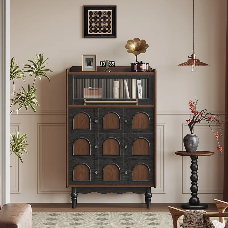 Armadietto portaoggetti antico francese in legno massello Armadietto laterale da pranzo con cassetto per soggiorno americano