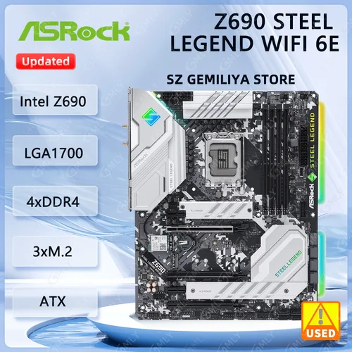 Imagen 1 del producto Placa base ASRock Z690 Steel Legend WiFi 6E Z690 LGA1700 Z690 DDR4 128G M.2 compatible con cpu 14900F 14700 13400 12400