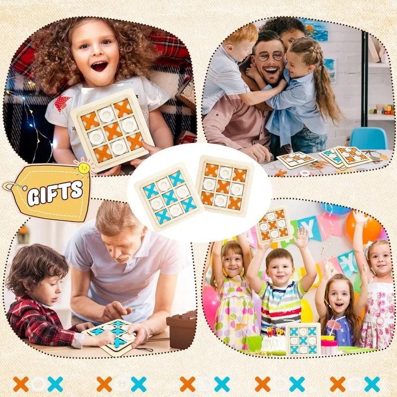 ألعاب ألغاز خشبية تيك تاك تو، قوالب XO، لعبة شطرنج الطاولة للأطفال، أنشطة عائلية، ألعاب تعليمية، هدية عيد ميلاد