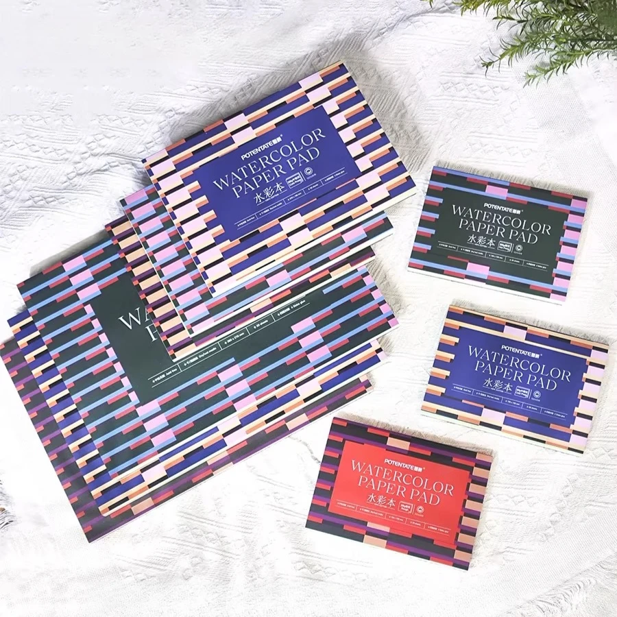 

Блокнот для акварели POTENTATE 300 г из хлопковой целлюлозы, холодного прессования, с клеевым креплением по 4 сторонам, для студентов-художников