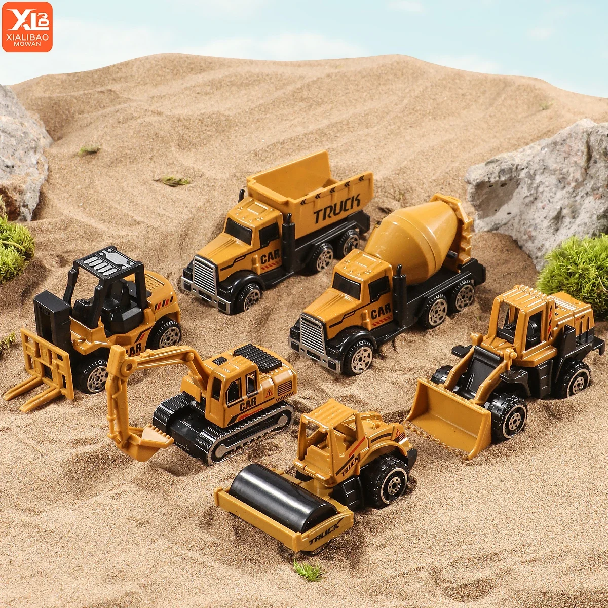 6pcs/set Diecast Alloy Engineering Truck Loader Tractor Excavator Construction Model Vehicle Classic Toy For Children Boy Gift