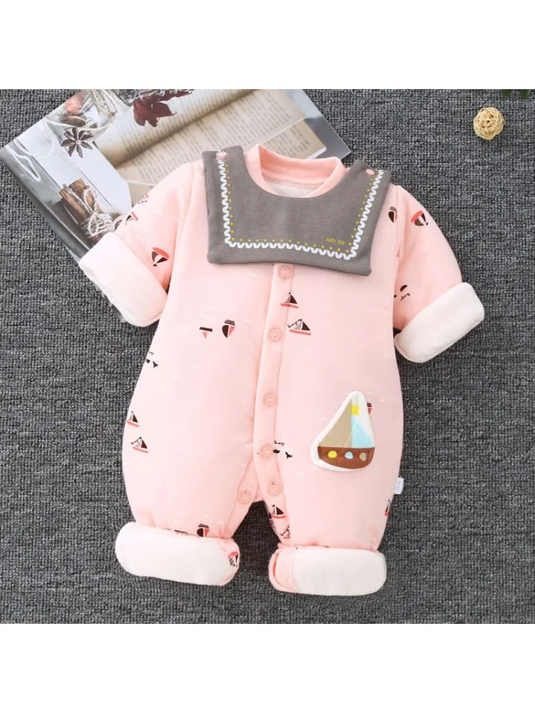 

Baby Jumpsuit Quilted Thermal Clothes Newborn Baby Romper Jumpsuit Newborn Clothes Autumn and Winter Clothing Thin Cotton